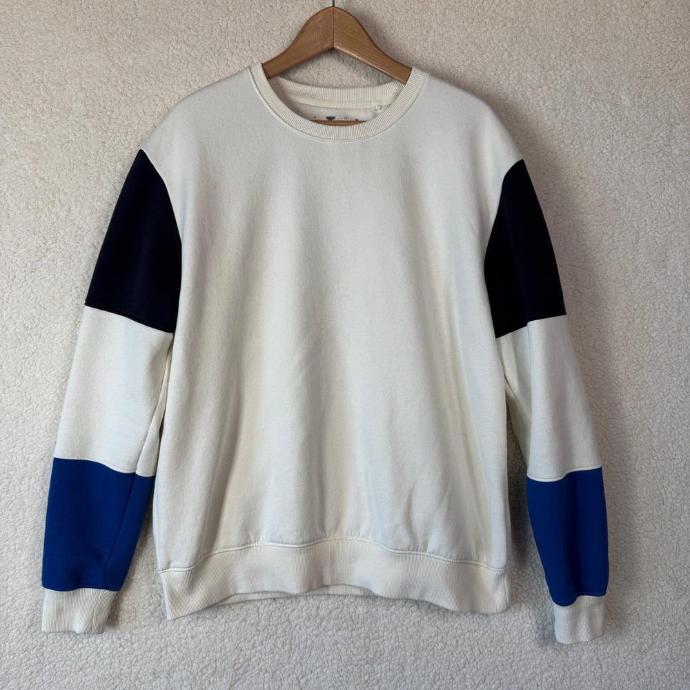 Denim & Flower‎ Mens L Colorblock Fleece Sweatshirt Preppy Casual Sporty Lounge